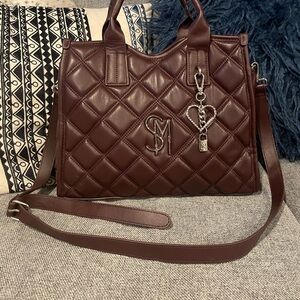 Steve Madden Dark Brown Quilted Crossbody Bag